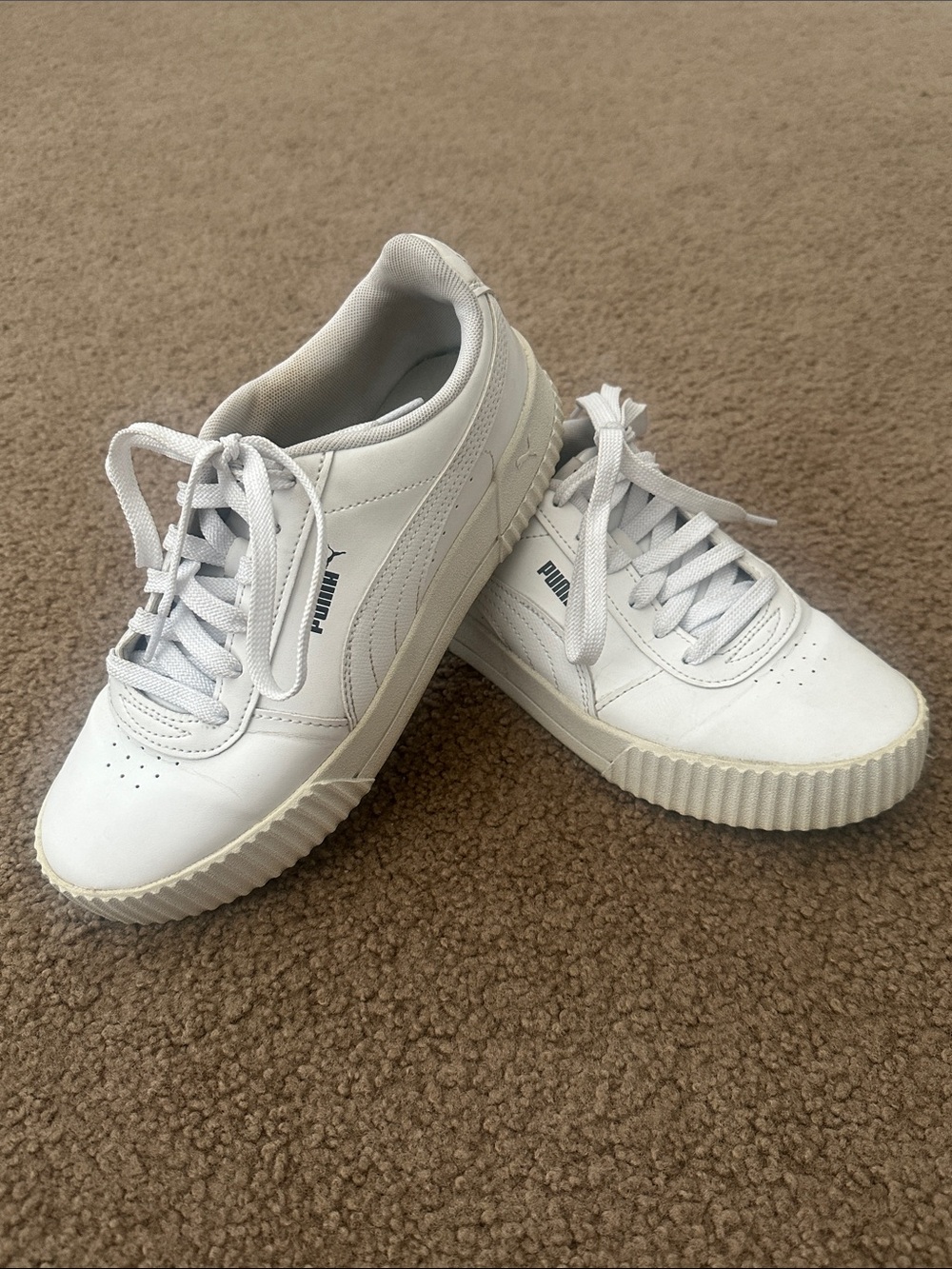 Puma White Low-Top Lace-Up Sneakers SZ 8